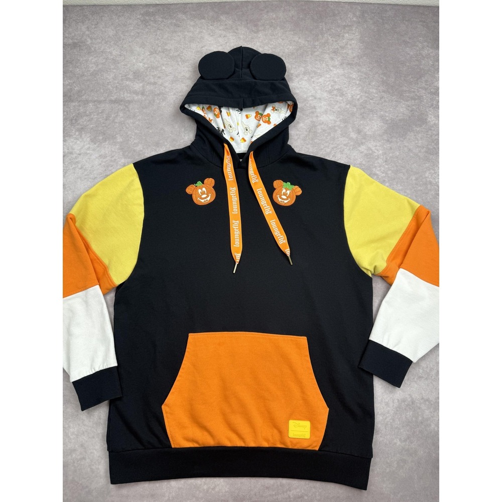 Disney Loungefly Hoodie Adult Large Halloween Mickey Mouse Pumpkin‎ Ears